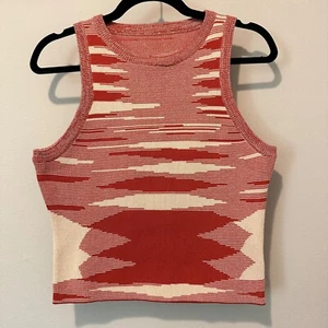 Women’s Sleeveless Tank Top Slim Fit Knit Sweater Shirt Red Orange - Picture 1 of 6
