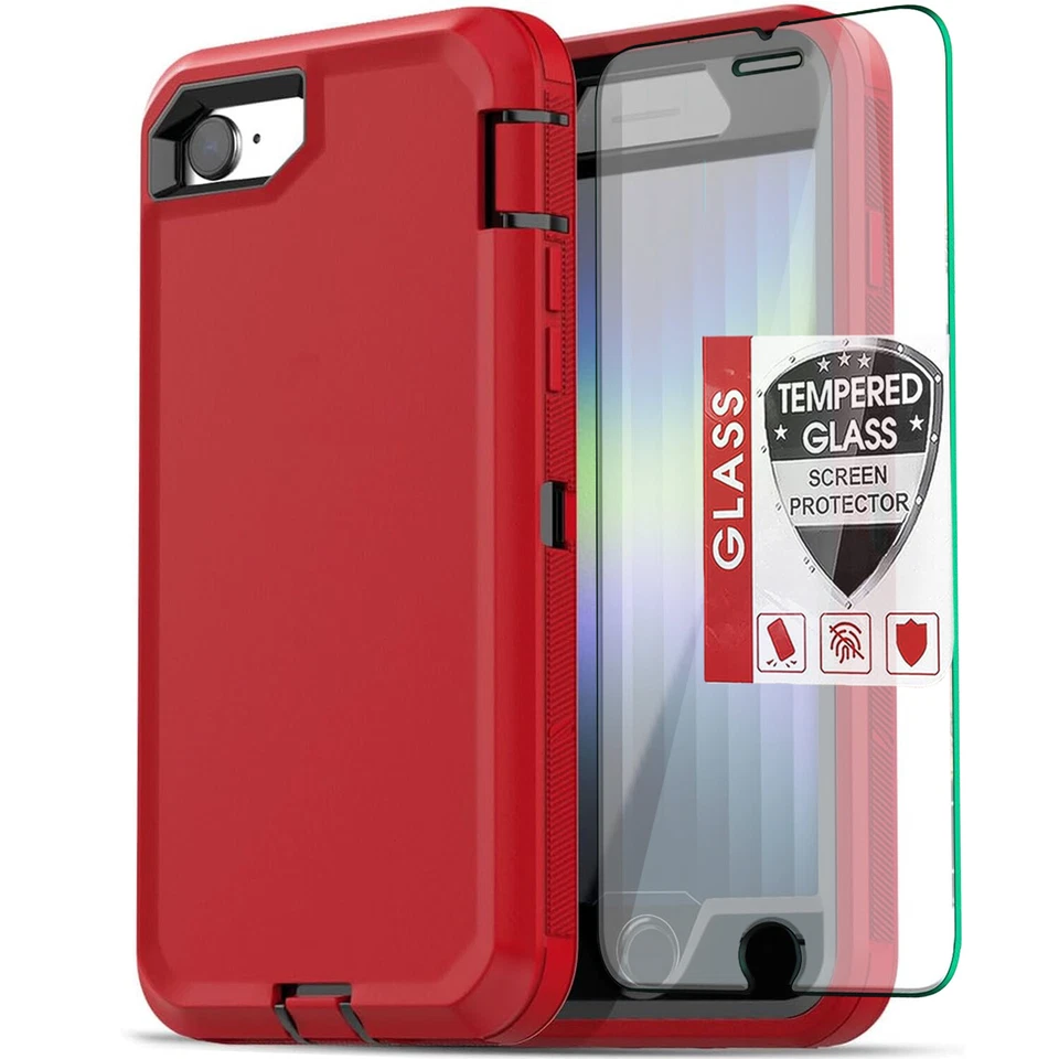 For iPhone SE 8 7 Plus 6S Case Phone Cover Shockproof Heavy Duty + Screen Glass - Image 1 of 4