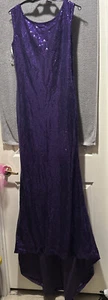 Solove Formal Dress off Shoulder Purple Sequined Sleeveless Size 14 - Picture 1 of 5
