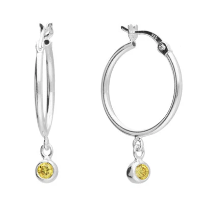 Sterling Silver Citrine Hoop Dropper Earrings - NOVEMBER Birthstone - Image 1 of 4