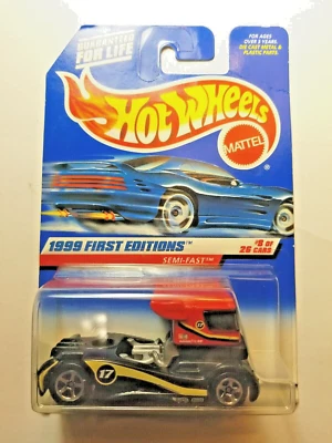 1999 Hot Wheels #914 First Editions 8/26 SEMI-FAST Black/Red Variation w/5 Spoke - Image 1 of 3