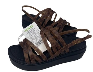 Crocs Brooklyn size 8 Literide Tortoise Strappy Low Wedge Sandal NEW - Picture 1 of 7