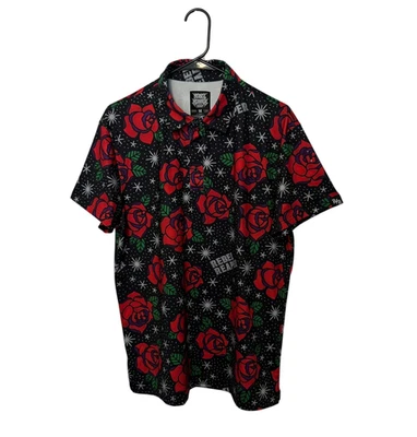 Camisa Polo Rebel Reaper Para Hombre Mediana Negra Roja Rosa Rendimiento Elastizada Tatuaje Foto 1 de 4