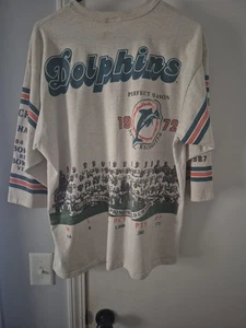 Rare Miami Dolphins Vintage 1972 Undefeated Team XL Shirt Long Gone Series - Picture 1 of 7