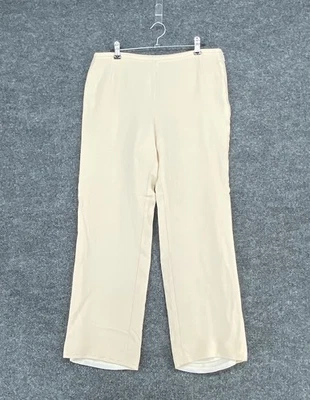 Pantalones forrados de seda marfil colección Armani cremallera lateral frente plano para mujer 8 Preppy Foto 1 de 4