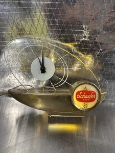 Vintage Schaefer Bier beleuchtet Atom Segelboot Uhr Registrierkassenschild - Bild 1 von 21