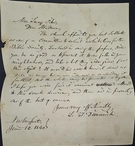 1840 Rev LF Dimmick ALS Mrs Lucy Pike, Early Bible Society Newburyport Salisbury - Bild 1 von 2