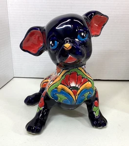 Talavera mexikanische Keramik Chihuahua Statue handbemalt mehrfarbig 7,5" hoch - Bild 1 von 10