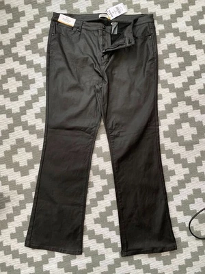 Size 20 Next Black Faux Leather Trousers Boots Cut. Stretch. 30.5in IL BNWT - Image 1 of 3