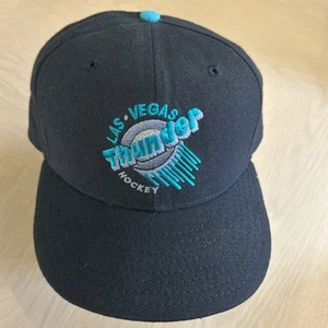 Vintage 90s Las Vegas Thunder Hockey New Era Pro Model Fitted Wool Hat 7-1/2 USA - Picture 1 of 19