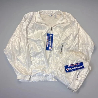 Traje de chándal vintage años 80 Le Coq Sportif para hombre grande blanco calentamiento NUEVO con etiquetas  Foto 1 de 4