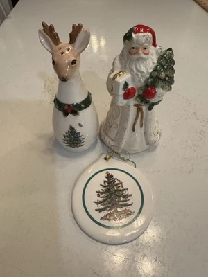 Spode Christmas Tree Santa & Reindeer Salt & Pepper Set & Ornament - Image 1 of 4