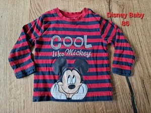 Disney Baby Camiseta Manga Larga Mickey Mouse Rojo Negro Rayas 86 - Imagen 1 de 5