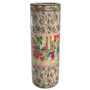 Oriental Furniture 23.5 in. Porcelain Decorative Medallion Vase Umbrella Stand - Picture 1 of 7