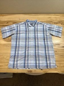 Camisa Patagonia Para Hombre XL Azul A Cuadros Abotonada Poliéster Mezcla Algodón Manga Corta - Imagen 1 de 5