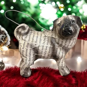 Mops Hund Christbaumschmuck Papierlieder Text Figur Feiertagsschwänze 4 Zoll - Bild 1 von 6