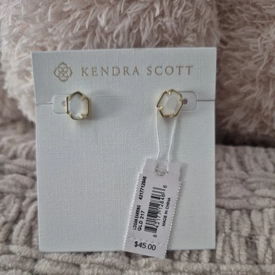 KENDRA SCOTT LOGAN White Iridescent Drusy  GOLD TONE - Image 1 of 3