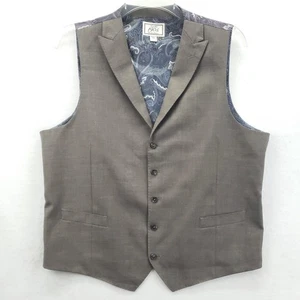 Jos. A. Bank 1905 Vest Mens 46R Gray 100% Wool Suit Waistcoat Paisley Lining - Picture 1 of 11