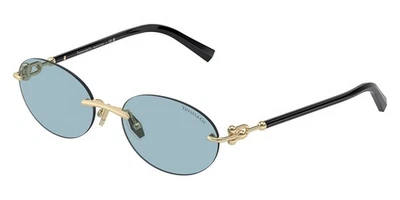New Tiffany & Co. Women Oval Sunglasses TF3104D 602180 Pale Gold /Blue Lens 56mm - Image 1 of 4