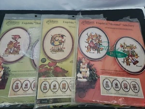 Paragon Needlecraft Hummel Crewel Stitchery 3 Kit Lot Umbrella Apple Peasant 12" - Picture 1 of 5