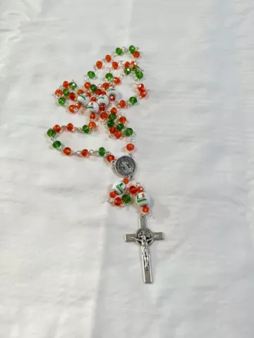 MIAMI HURRICANES ROSARY NECKLACE GLASS BEADED COLLEGE UNIVERSITY NCAA ORNAMENT Cover