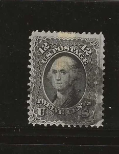 US Scott #97 used 12c black Washington, 1868 "F" Grill, hand stamp cancel f/vf - Imagen 1 de 2