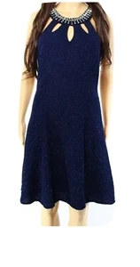 Betsy & Adam NEW Blue Glutter Cutout Women's Size 10 Sheath Dress $189 - Picture 1 of 5