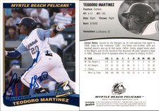 Teodoro Martinez Signed 2012 Choice Myrtle Beach Pelicans #NNO Card Auto AU