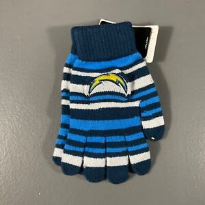 Los Angeles Chargers NFL Football Striped Winter Gloves Blue - Team Logo Sports