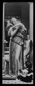 ANTIKE magische Laterne Dia FRAU MIT KIND um 1910 Sir Frederic Leighton - Bild 1 von 2
