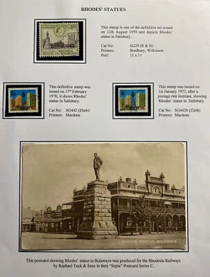 Estampillas postales y postales de estatua de Cecil Rhodes de Rodesia y Nyasalandia como nuevas Foto 1 de 4