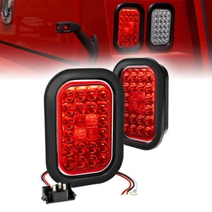 2pc Red 5" x 3" Rectangular 24 LED Tail Light DOT 80 Inch Trailer Tow Truck - Picture 1 of 8