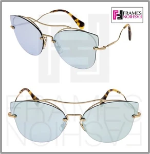 MIU MIU SCENIQUE Butterfly 52S Blue Silver Mirrored Oversized Sunglasses MU52SS - Picture 1 of 8