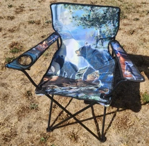 James Meger Print Lightweight Portable Folding Innovent Camping Chair Bears RARE - Picture 1 of 18