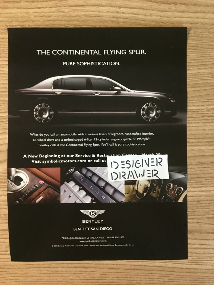 宾利 2006 年大陆飞行马刺轿车银色印刷广告 — 第 1/1 张图片