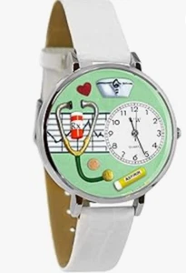 WHIMSICAL Women's Watches U0620041 Unisex Silver Nurse Green Leather White - Picture 1 of 1