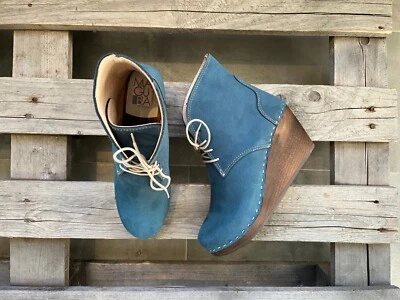 Tamancos suecos botas Maguba Casablanca azul gasolina camurça tamanho EUA feminino 10/UE 40 - Imagem 1 de 4