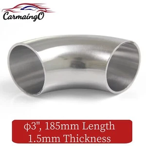3'' 76mm OD Welded 304 Stainless Steel 90 Degree Elbow Bent Adapter Pipe 1.5mm - Picture 1 of 10