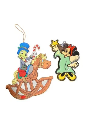 Disney Vintage Pair Of Minnie Mouse & Jiminy Cricket Christmas Ornaments - Image 1 of 4