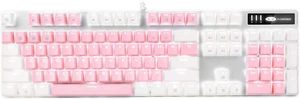 Mechanical Gaming Keyboard, New Upgraded Blue Switch 104 Keys White Backlit Keyb - Picture 1 of 12