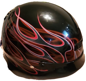 Harley-Davidson Half Helmet XX-Large Red Black Flames DOT With Do-Rag and Mask