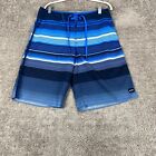 Oakley Swim Board Shorts Mens 32 Blue Striped Drawstring Waist Polyester Blend