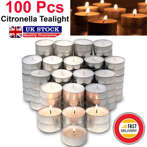 100 Tea Night Lights Candles 4 Hour Long Burn Unscented Tealights Nightlight 4HR