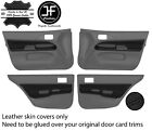 BLACK STITCH 4X DOOR CARD TRIM REAL LEATHER COVERS FOR MITSUBISHI EVO 7 8 9 JF1