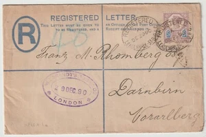 1890 5d JUBILÄUM PERFIN MIT MARKE EINGETRAGEN LEADENHALL ST TO FRANZ RHOMBERG REGd - Bild 1 von 3