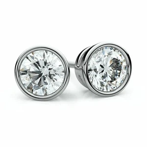 Borchie solitario diamante bianco trattato certificato 2,60 ct argento 925 grande lucentezza - Foto 1 di 5