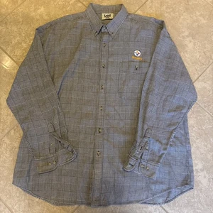 Vintage Lee Sport Steelers Button Down Shirt Mens XXL Gray Long Sleeve Pitt - Picture 1 of 5