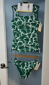 Members Mark Green Tropical Flower 2 Piece Tankini Damen Bikini Size Medium - Bild 1 von 11