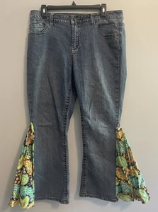 VSH jeans Petite Flare Jeans Bell Bottoms Womens Size 14P Paisley Floral - Picture 1 of 8