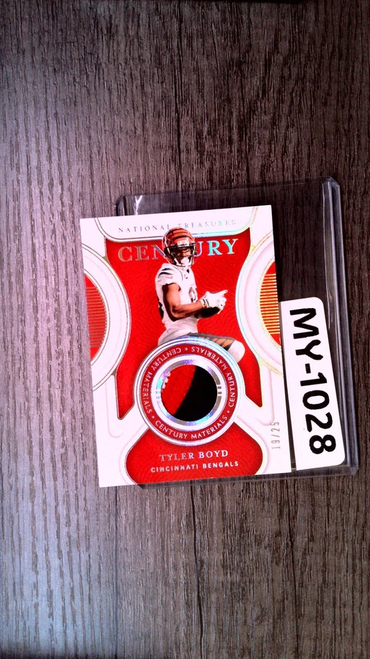 TYLER BOYD 2021 NATIONAL TREASURES #CMTB CENTURY MATERIALS HOLO SLIVER /25 🐯 - Image 1 of 2